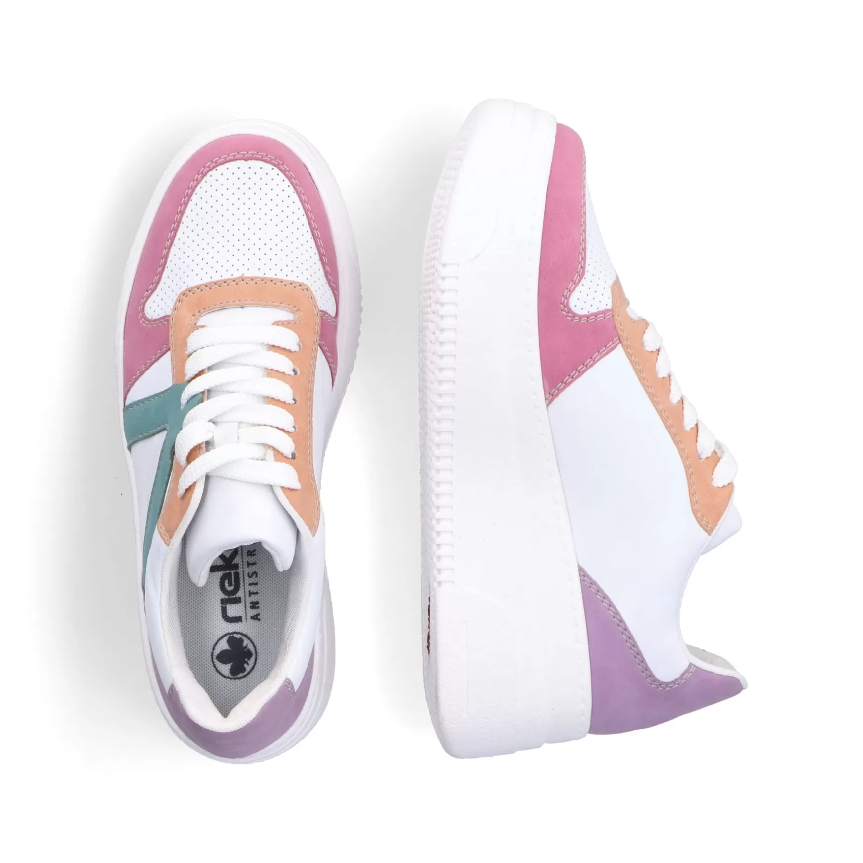 Women'S Sneaker Low Ice White-Multicolored-Rieker Flash Sale
