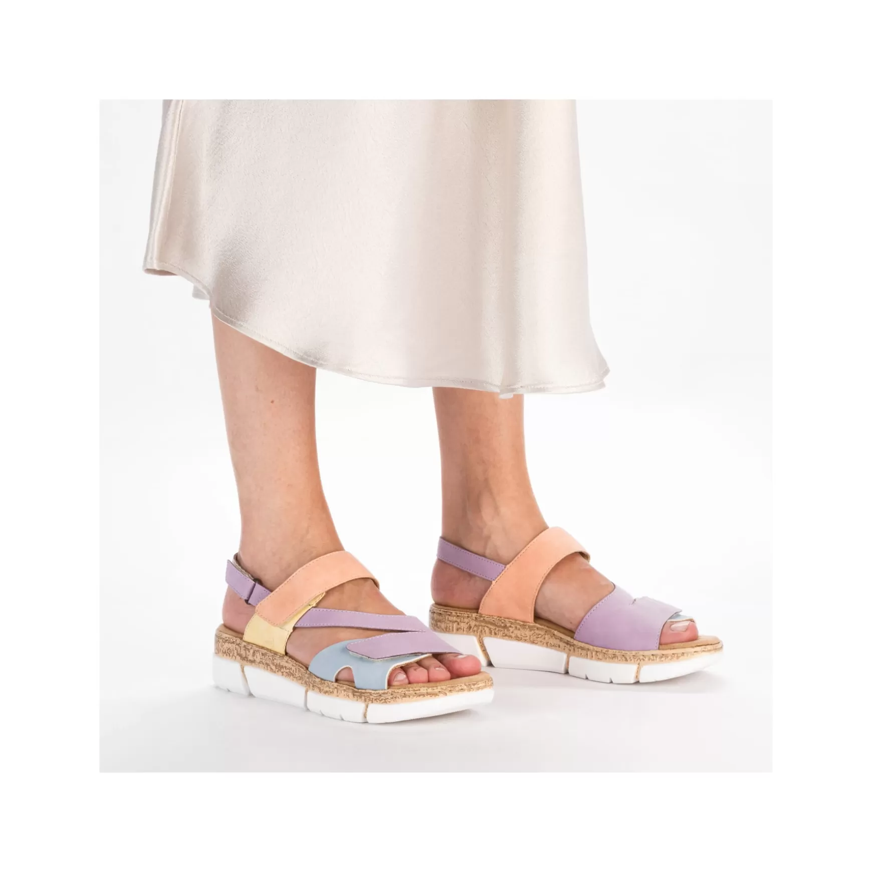 Women'S Strappy Sandals In Pastel Colors-Rieker Clearance